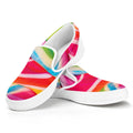 Rainbow Swirl Candy Print White Slip On Sneakers