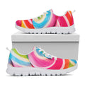 Rainbow Swirl Candy Print White Running Shoes