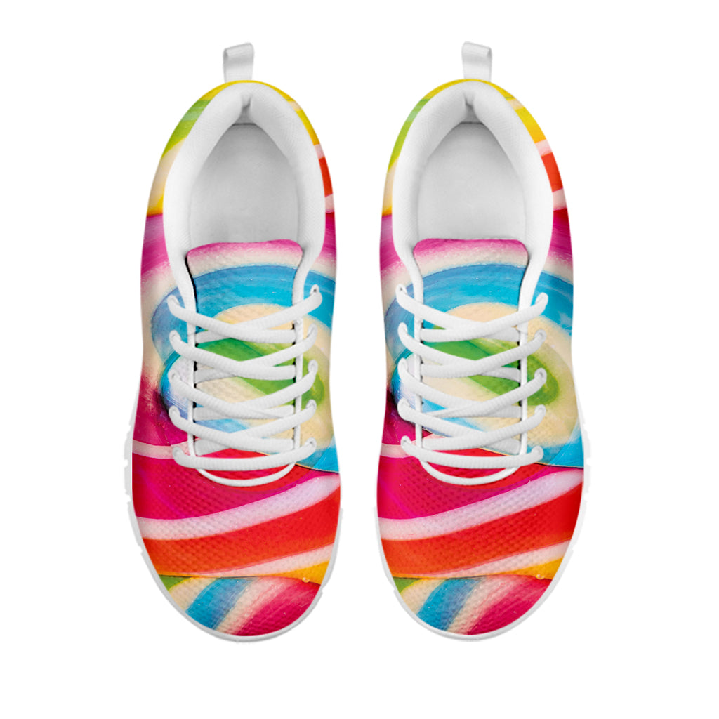 Rainbow Swirl Candy Print White Sneakers