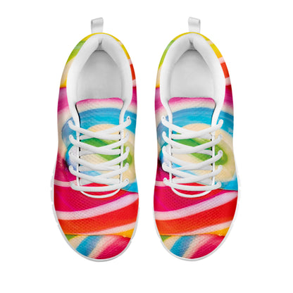 Rainbow Swirl Candy Print White Sneakers