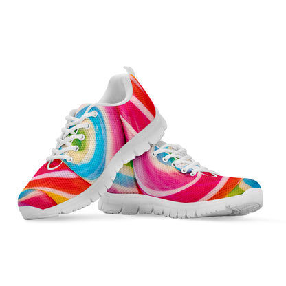 Rainbow Swirl Candy Print White Sneakers
