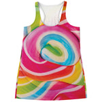 Rainbow Swirl Candy Print Women's Racerback Tank Top