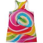 Rainbow Swirl Candy Print Women's Racerback Tank Top