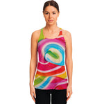 Rainbow Swirl Candy Print Women's Racerback Tank Top
