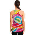 Rainbow Swirl Candy Print Women's Racerback Tank Top