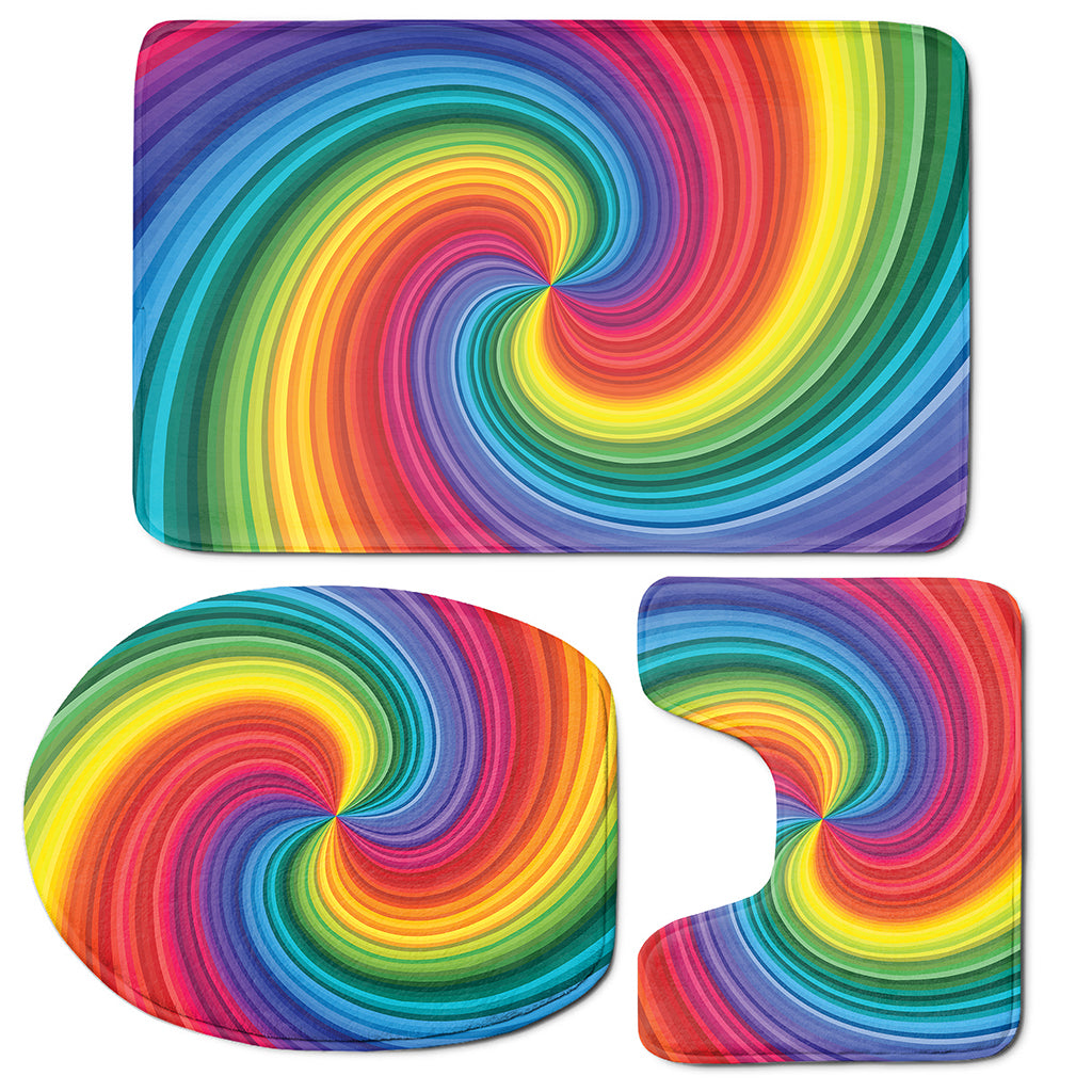 Rainbow Swirl Print 3 Piece Bath Mat Set