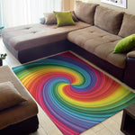 Rainbow Swirl Print Area Rug