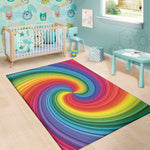 Rainbow Swirl Print Area Rug