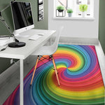 Rainbow Swirl Print Area Rug