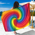 Rainbow Swirl Print Beach Sarong Wrap