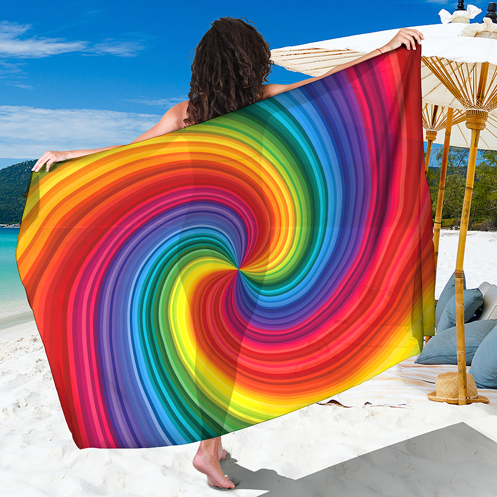 Rainbow Swirl Print Beach Sarong Wrap