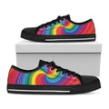 Rainbow Swirl Print Black Low Top Sneakers