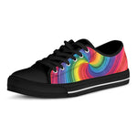 Rainbow Swirl Print Black Low Top Shoes