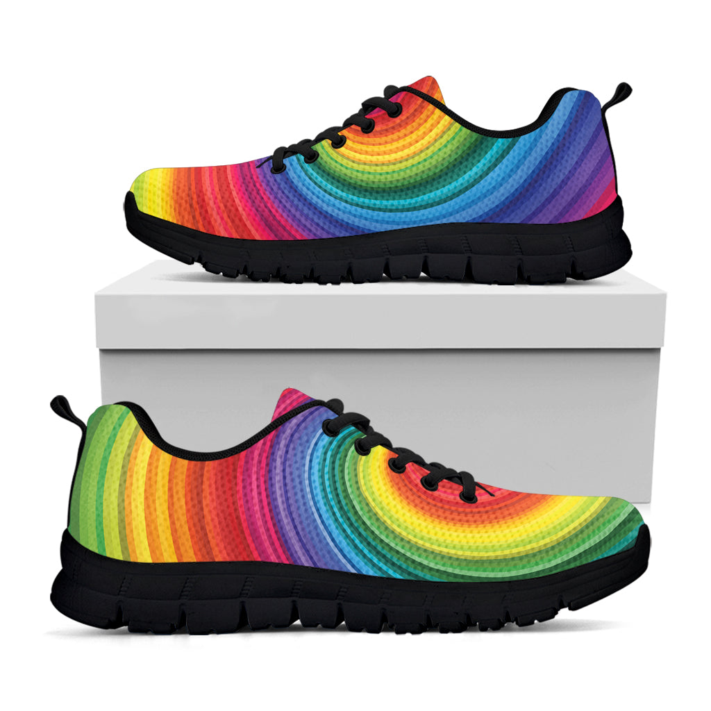 Rainbow Swirl Print Black Sneakers