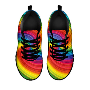 Rainbow Swirl Print Black Sneakers