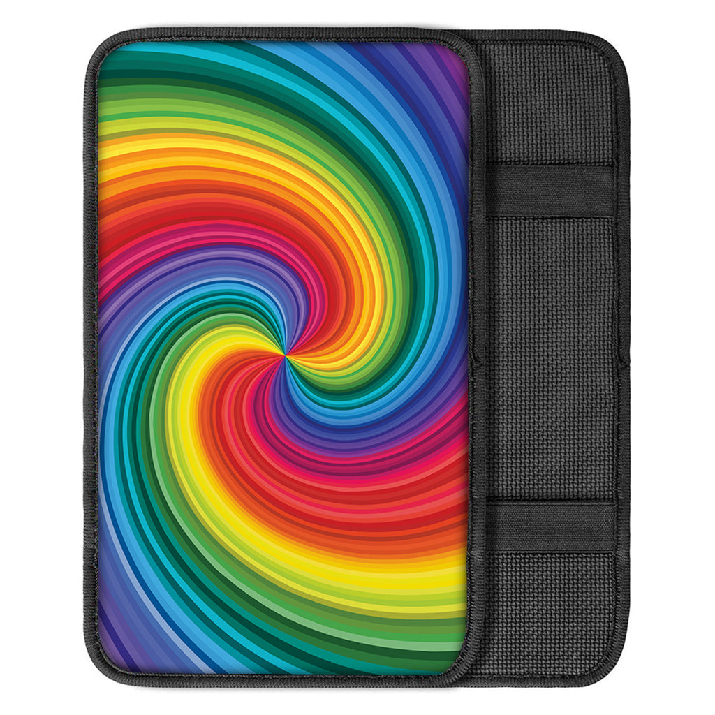 Rainbow Swirl Print Car Center Console Cover