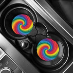 Rainbow Swirl Print Car Coasters