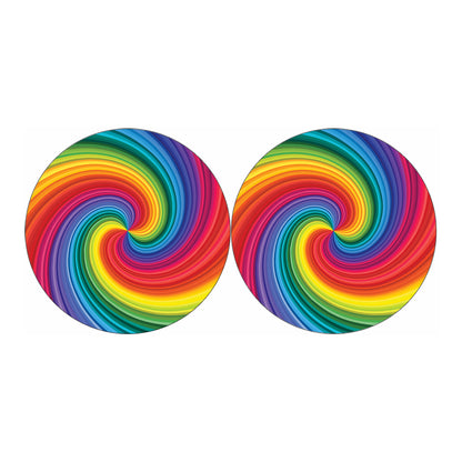 Rainbow Swirl Print Car Coasters