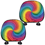 Rainbow Swirl Print Car Headrest Covers