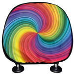Rainbow Swirl Print Car Headrest Covers