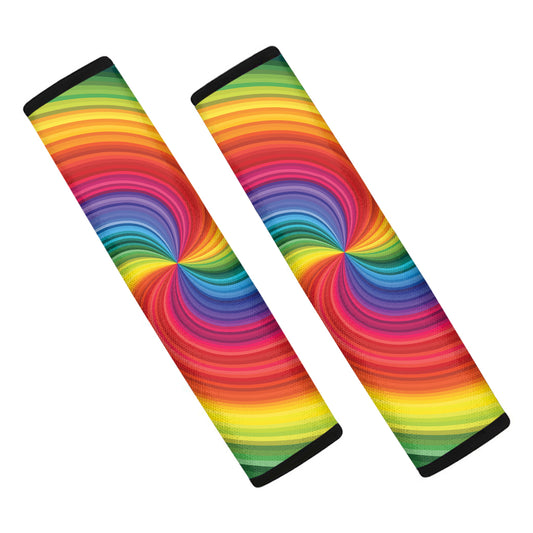Rainbow Swirl Print Car Seat Belt Covers
