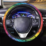 Rainbow Swirl Print Car Steering Wheel Cover