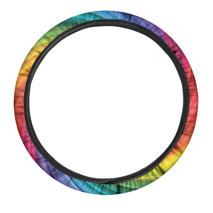 Rainbow Swirl Print Car Steering Wheel Cover