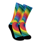 Rainbow Swirl Print Crew Socks