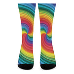 Rainbow Swirl Print Crew Socks