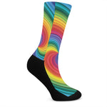 Rainbow Swirl Print Crew Socks