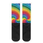 Rainbow Swirl Print Crew Socks