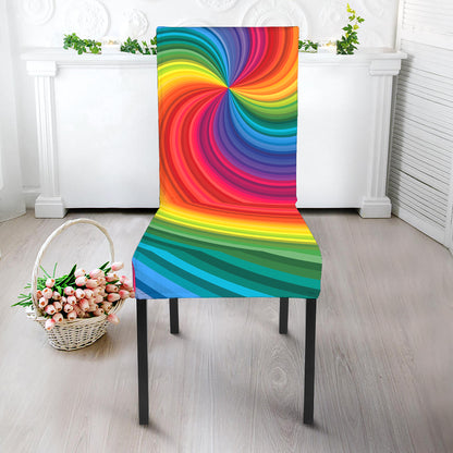 Rainbow Swirl Print Dining Chair Slipcover