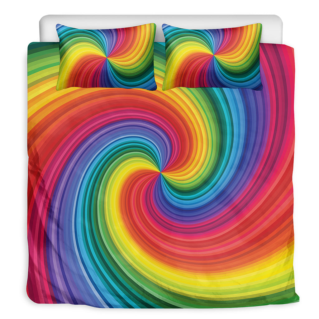 Rainbow Swirl Print Duvet Cover Bedding Set