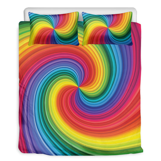Rainbow Swirl Print Duvet Cover Bedding Set