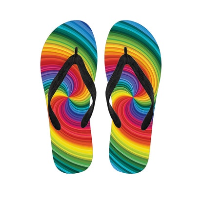Rainbow Swirl Print Flip Flops