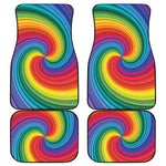 Rainbow Swirl Print Front and Back Car Floor Mats