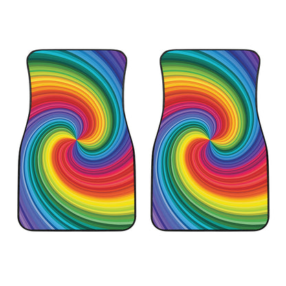Rainbow Swirl Print Front Car Floor Mats