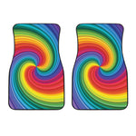 Rainbow Swirl Print Front Car Floor Mats