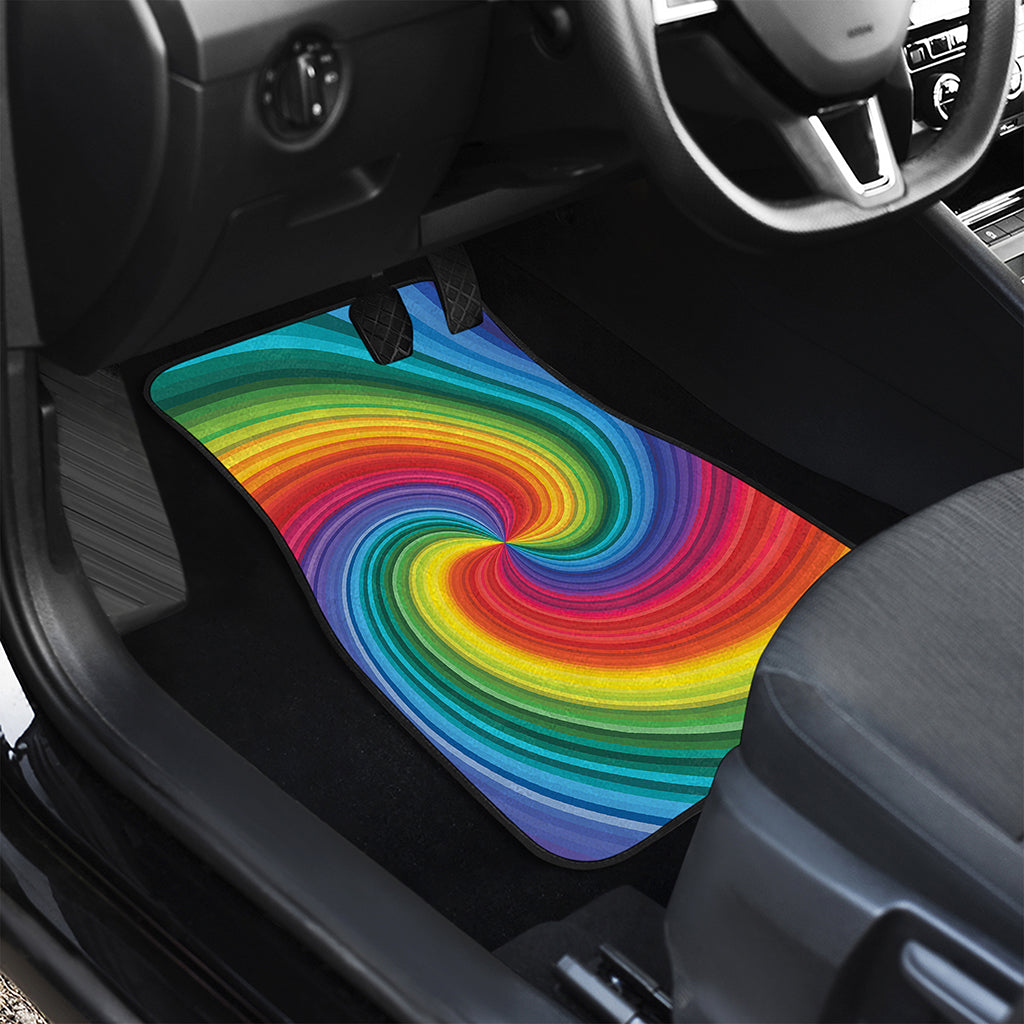 Rainbow Swirl Print Front Car Floor Mats