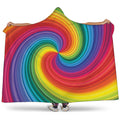 Rainbow Swirl Print Hooded Blanket
