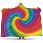 Rainbow Swirl Print Hooded Blanket