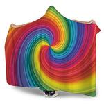 Rainbow Swirl Print Hooded Blanket