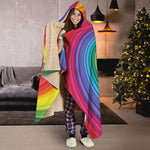 Rainbow Swirl Print Hooded Blanket