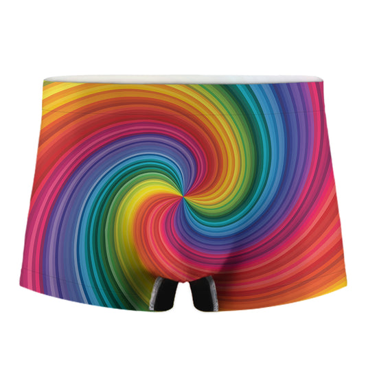 Rainbow Swirl Print Men's Boxer Briefs
