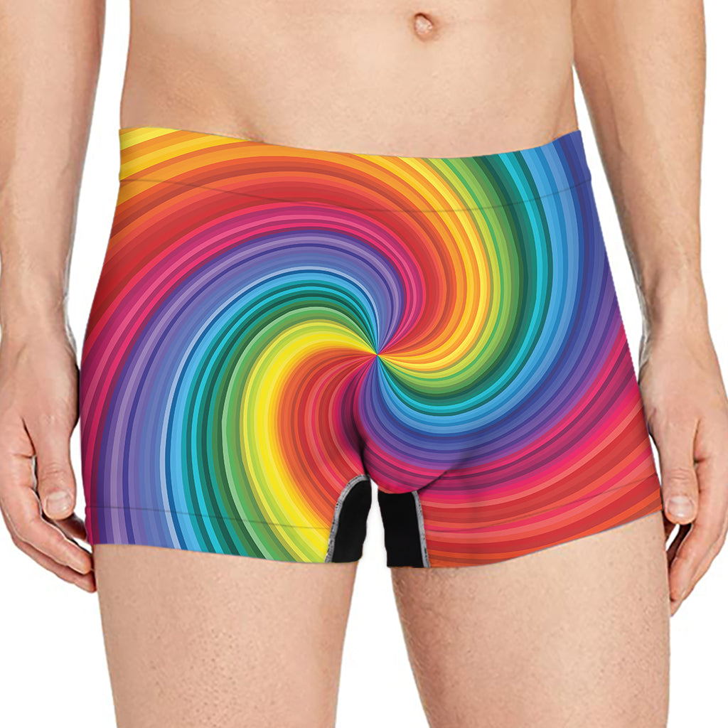 Rainbow Swirl Print Men's Boxer Briefs