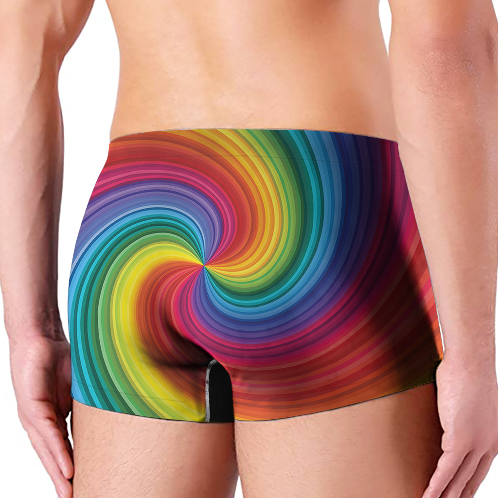 Rainbow Swirl Print Men's Boxer Briefs