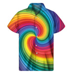 Rainbow Swirl Print Men's Short Sleeve Shirt