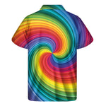 Rainbow Swirl Print Men's Short Sleeve Shirt
