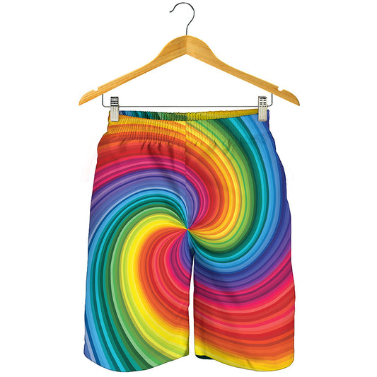 Rainbow Swirl Print Men's Shorts