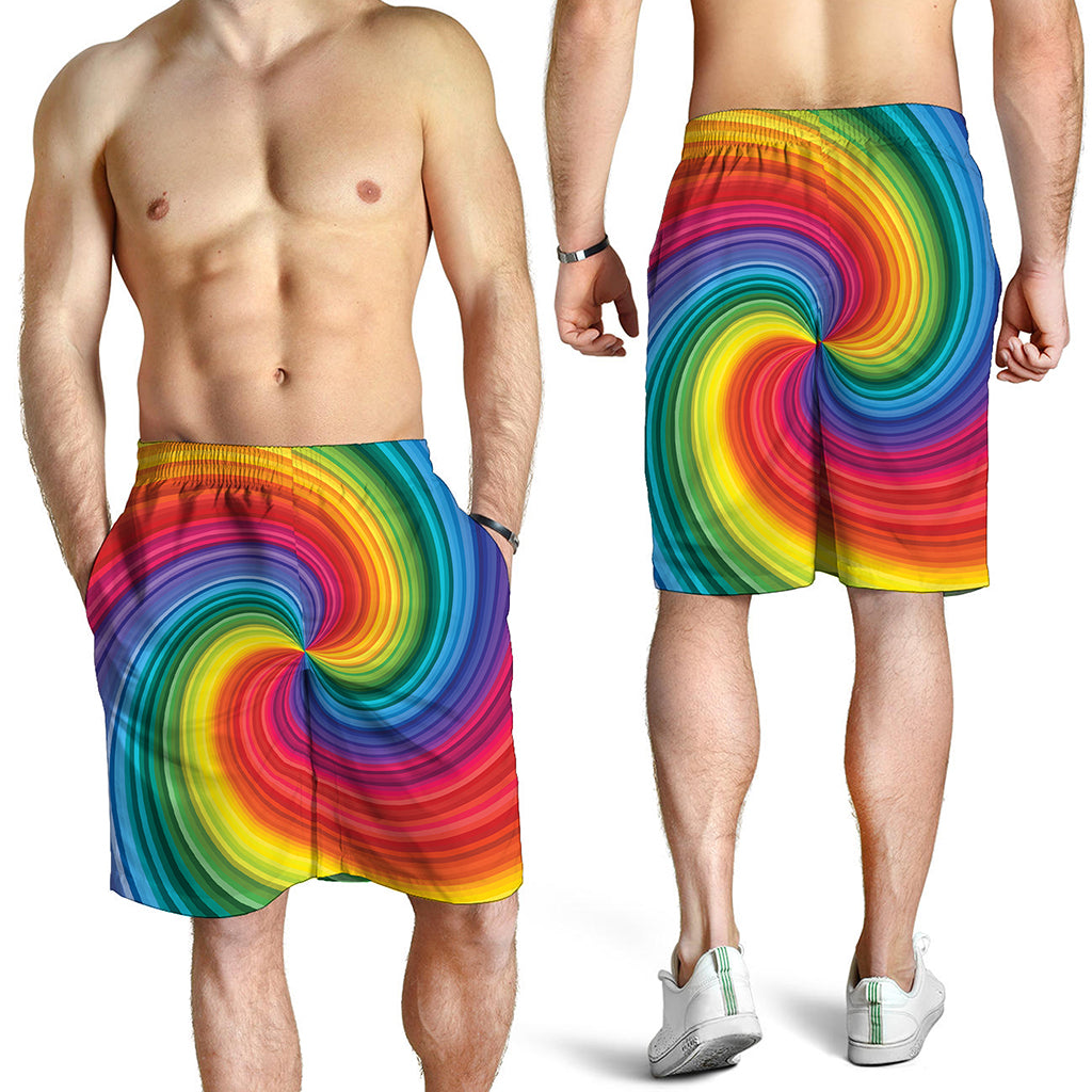 Rainbow Swirl Print Men's Shorts